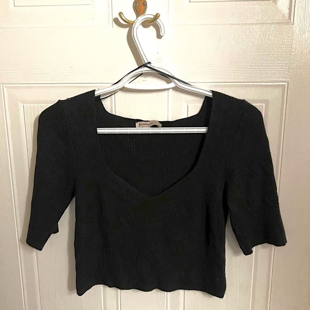 Stradivarius Black Going Out Shirt Cropped